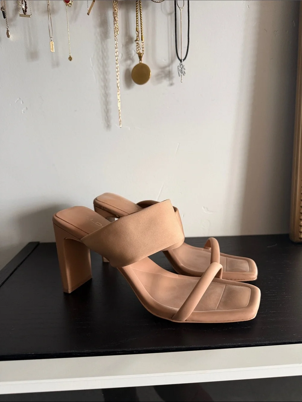 Aldo Nude Square-Toe Block Heel
